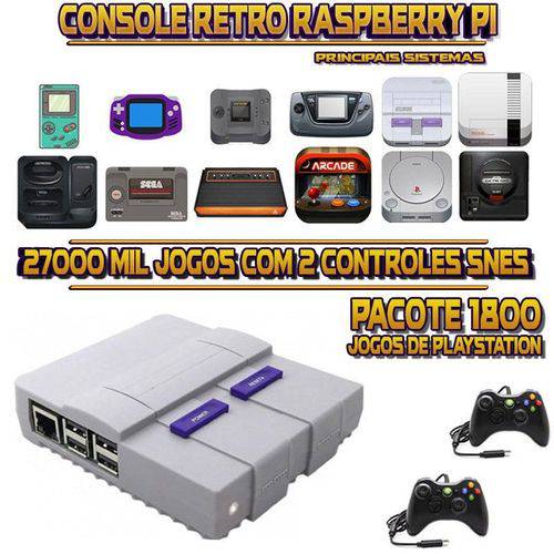 Tamanhos, Medidas e Dimensões do produto Console Retrô SNES RetroPie 27.000 Jogos (1.800 Jogos para PS1) + 2 Controles XBOX