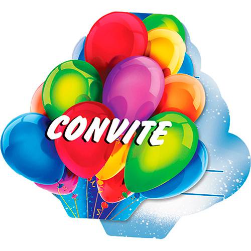 Tamanhos, Medidas e Dimensões do produto Convite Grande Balões - 8 Unidades - Regina Festas