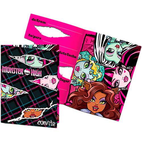 Tamanhos, Medidas e Dimensões do produto Convite Pequeno Monster High Kids 3 Idiomas - 8 Unidades - Regina Festas