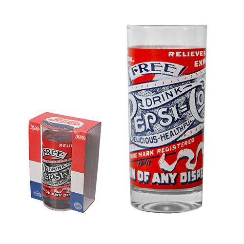 Tamanhos, Medidas e Dimensões do produto Copo Alto de Vidro Pepsi 350ml Estampa Vermelha (Unidade) 56741