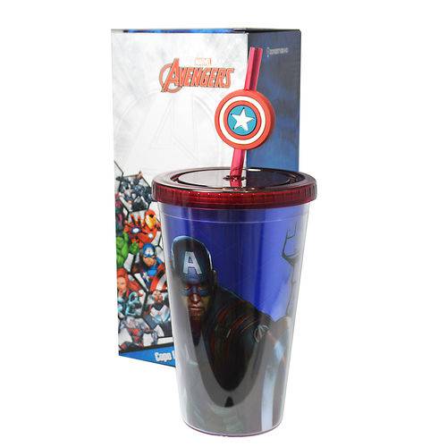 Tamanhos, Medidas e Dimensões do produto Copo com Canudo 500ml Capitão America Avengers Marvel