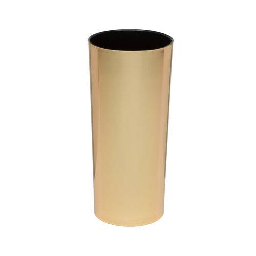 Tamanhos, Medidas e Dimensões do produto Copo Long Drink 370 ML Metalizado Dourado com Interior Preto Caixa com 100 Unidades.