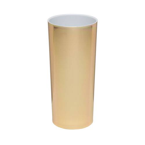 Tamanhos, Medidas e Dimensões do produto Copo Long Drink Metalizado Dourado com Interior Branco.