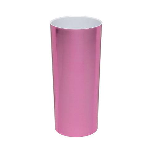 Tamanhos, Medidas e Dimensões do produto Copo Long Drink Metalizado Pink por Fora e Branco por Dentro 370 ML . Kit com 100 Copos.