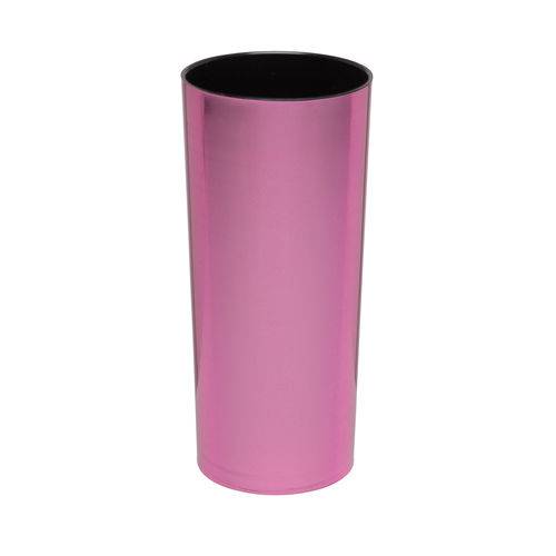 Tamanhos, Medidas e Dimensões do produto Copo Long Drink Metalizado Pink por Fora e Preto por Dentro 370 ML . Kit com 100 Copos.