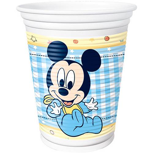 Tamanhos, Medidas e Dimensões do produto Copo Plástico 200ml Baby Mickey e Amigos Mickey com 8 Unidades - Regina Festas