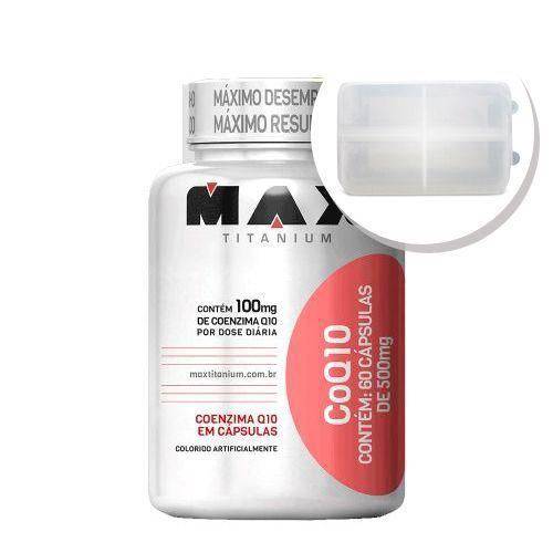 Tamanhos, Medidas e Dimensões do produto Coq10 - 60 Cápsulas + Porta Cápsulas Transparente - Max Titanium