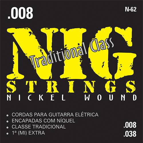 Tamanhos, Medidas e Dimensões do produto Cordas para Guitarra Elétrica 008" - 038" Tradicional - Nig Strings