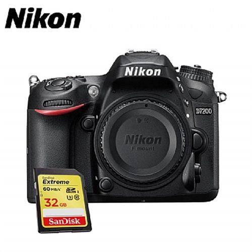 Tamanhos, Medidas e Dimensões do produto Corpo Nikon D7200 Dx 24,2 Mp, Iso 100-25.600, Wi-Fi + Extreme de 32gb