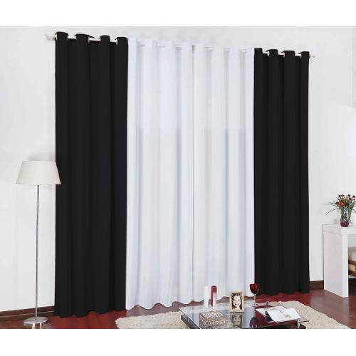 Tamanhos, Medidas e Dimensões do produto Cortina Clássica 2,00m X 1,70m Maha Gel Varão Simples - Preto