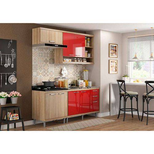 Tamanhos, Medidas e Dimensões do produto Cozinha Compacta 4 Peças 5810-s6 - Sicília - Multimóveis - Argila / Vermelho