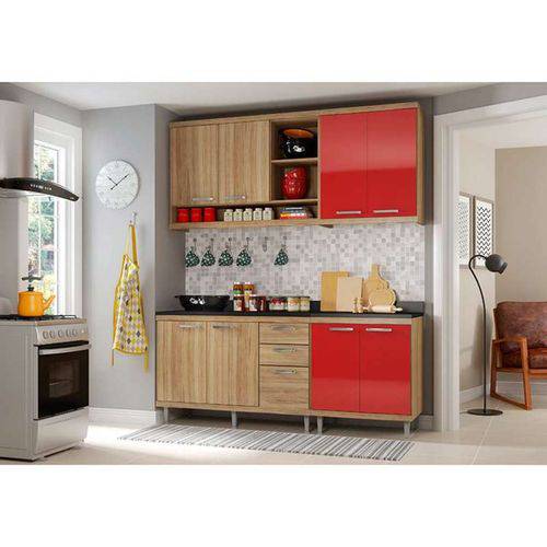 Tamanhos, Medidas e Dimensões do produto Cozinha Compacta 4 Peças 5818-s10 - Sicília - Multimóveis - Argila / Vermelho
