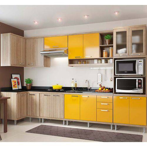 Tamanhos, Medidas e Dimensões do produto Cozinha Compacta 7 Peças 5830-s15 - Sicília - Multimóveis - Argila / Amarelo