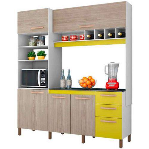 Tamanhos, Medidas e Dimensões do produto Cozinha Compacta Cacau K110 – Albatroz Branco/teka/amarelo