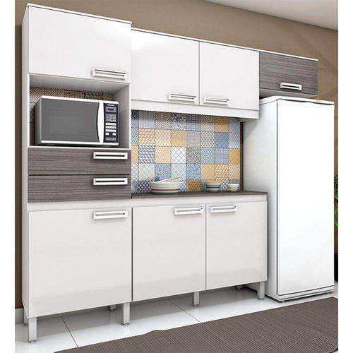 Tamanhos, Medidas e Dimensões do produto Cozinha Compacta com Balcão 7 Portas e 2 Gavetas - B107 - Briz Branco/gris