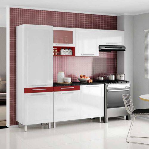 Tamanhos, Medidas e Dimensões do produto Cozinha Compacta Quadri 7 Pt Branco e Vermelho