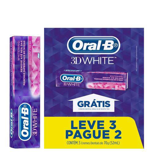 Tamanhos, Medidas e Dimensões do produto Creme Dental 3d White Brilliant Fresh Oral-B - Creme Dental Pack 2
