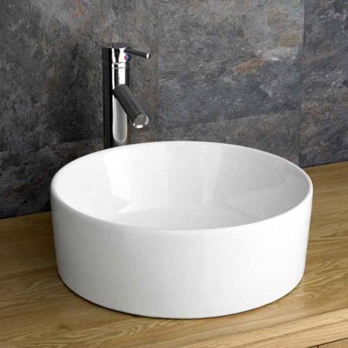 Tamanhos, Medidas e Dimensões do produto Cuba de Apoio Banheiro Lavabo Sobrepor Redonda de Porcelana Cerâmica C263 - Premierdecor
