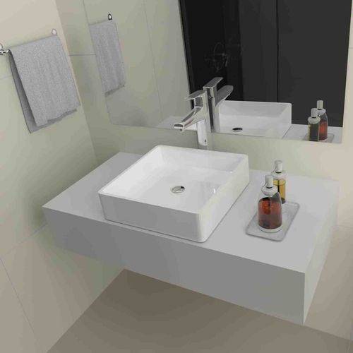 Tamanhos, Medidas e Dimensões do produto Cuba de Apoio para Banheiro Azalea Slim 40cmx40cmx11cm Haus Branco