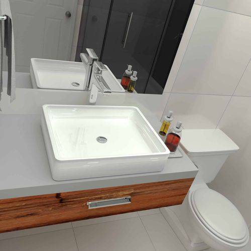 Tamanhos, Medidas e Dimensões do produto Cuba de Apoio para Banheiro Azalea Slim 51cmx40,5cmx11cm Haus Branco