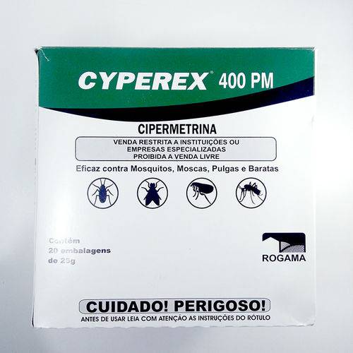 Tamanhos, Medidas e Dimensões do produto Cyperex 400 Pm (cipermetrina) 20 Embalagens de 25 G - Rogama