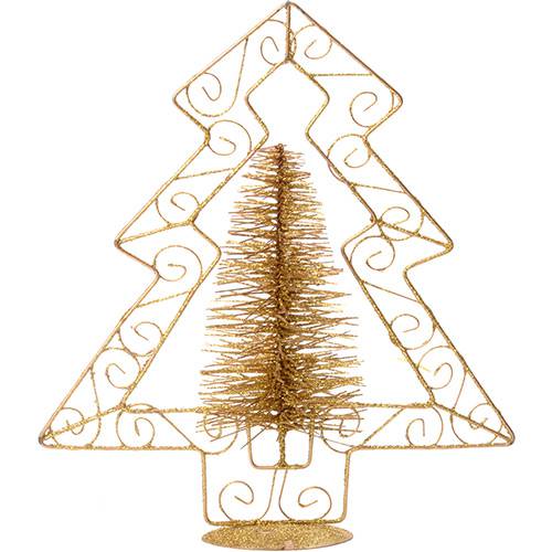 Tamanhos, Medidas e Dimensões do produto Decoração de Mesa Árvore de Natal Dourada com Glitter 23cm - Orb Christmas