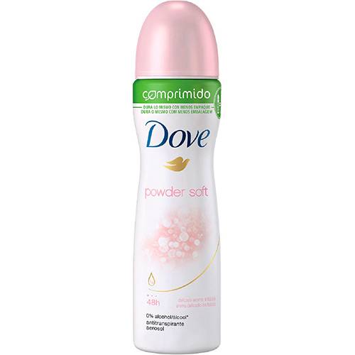Tamanhos, Medidas e Dimensões do produto Desodorante Antitranspirante Aerosol Dove Powder Soft Comprimido 85ml