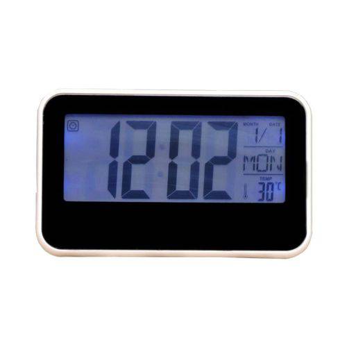 Tamanhos, Medidas e Dimensões do produto Despertador Digital LCD C/ Medidor de Temperatura Branco C/ Tela Preta DS 2618
