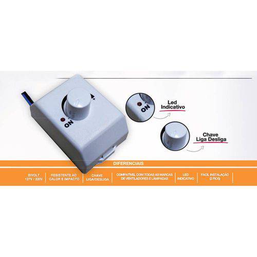 Tamanhos, Medidas e Dimensões do produto Dimmer / Controle Rotativo para Ventilador ou Lâmpada de Sobrepor - Prime Tech
