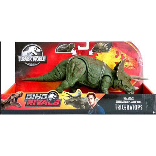 Tamanhos, Medidas e Dimensões do produto Dinossauro Figura Jurassic World Dino Rivals Double Ataque Triceratops GDT38 - MATTEL