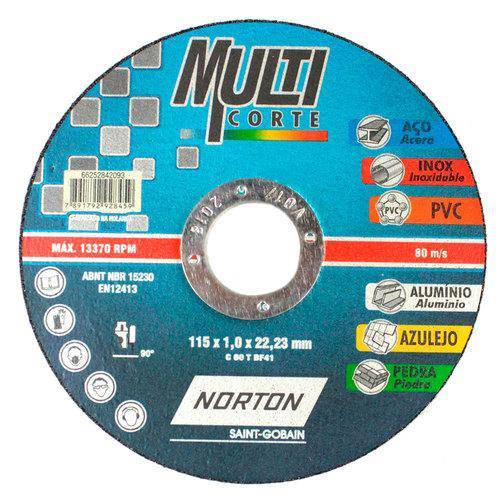 Tamanhos, Medidas e Dimensões do produto Disco de Corte para Inox 115 X 1,0 X 22,33 Mm - Multicorte - Norton
