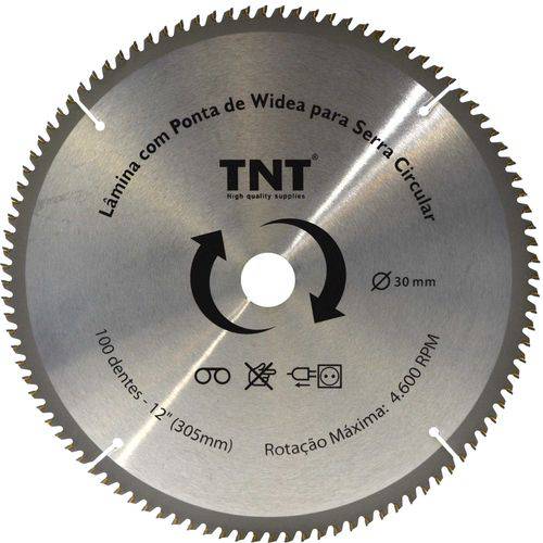 Tamanhos, Medidas e Dimensões do produto Disco para Serra Circular 300mm 100 Dentes - TNT