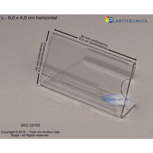 Tamanhos, Medidas e Dimensões do produto Display ou Porta Folha L em Acrílico (8x4cm) Horizontal