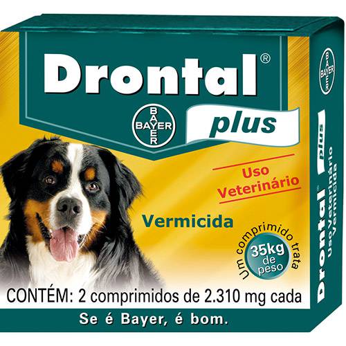 Tamanhos, Medidas e Dimensões do produto Drontal Plus com 2 Comprimidos - Cães Acima de 35kg