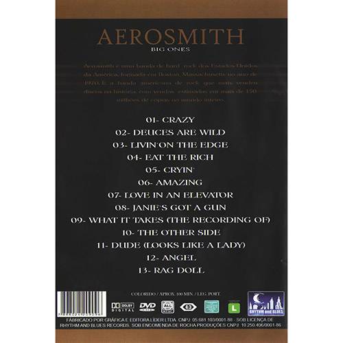 Tamanhos, Medidas e Dimensões do produto DVD Aerosmith: Big Ones