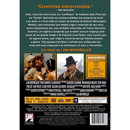 Tamanhos, Medidas e Dimensões do produto DVD Amor e Anarquia