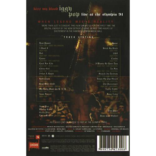 Tamanhos, Medidas e Dimensões do produto DVD Iggy Pop: Kiss My Blodhn - The First Night Live Austrália