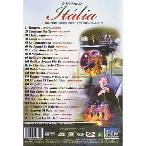 Tamanhos, Medidas e Dimensões do produto DVD o Melhor da Itália