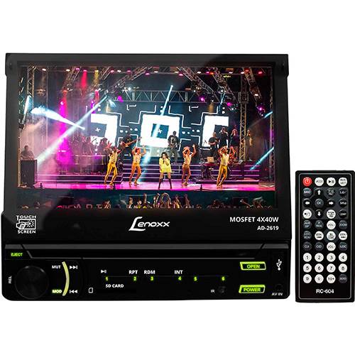 Tamanhos, Medidas e Dimensões do produto DVD Player Automotivo Lenoxx AD2619 1Din Tela 7" Touchscreen Retrátil com Entradas USB Câmera de Ré Cartão SD Rádio FM