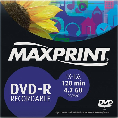 Tamanhos, Medidas e Dimensões do produto DVD-R Env Maxprint 4.7GB/120min 1x-16x