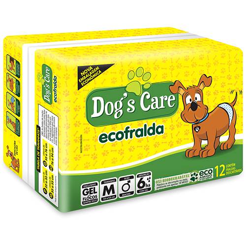 Tamanhos, Medidas e Dimensões do produto Ecofralda Descartável com Gel 12 Unidades Macho M (cintura de 33 a 53cm)- Dog's Care