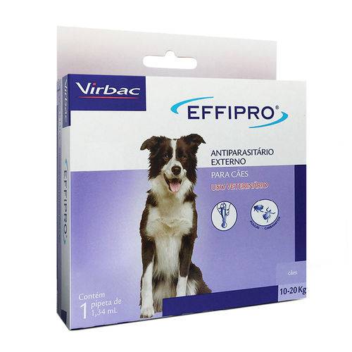 Tamanhos, Medidas e Dimensões do produto Effipro Cães 1,34 Ml 10 a 20 Kg Antipulgas Virbac Comdo 4 Pipetas