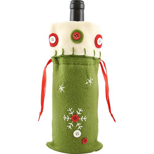 Tamanhos, Medidas e Dimensões do produto Embalagem Natalina para Vinho, Verde - Christmas Traditions