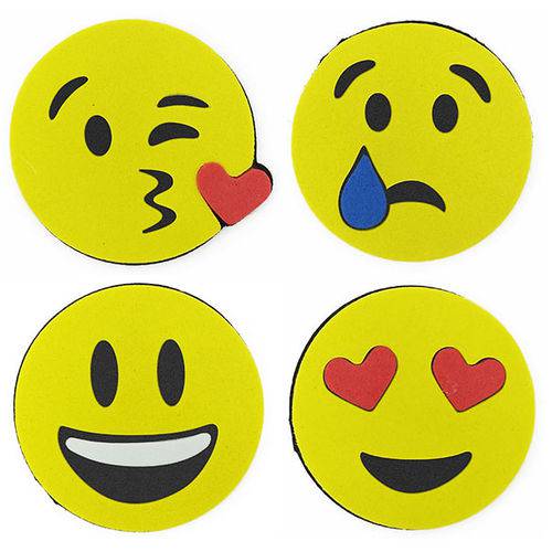 Tamanhos, Medidas e Dimensões do produto Emojis em Eva 16 Unidades com 4 Expressões Diferentes 5cm de Altura