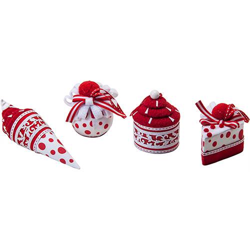 Tamanhos, Medidas e Dimensões do produto Enfeite de Árvore Cupcakes em Tecido, 4 Unidades - Christmas Traditions