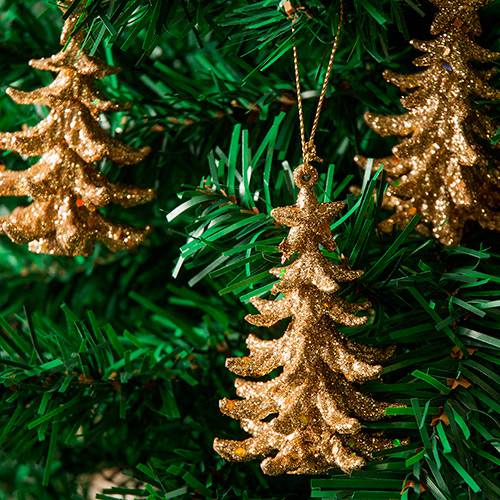 Tamanhos, Medidas e Dimensões do produto Enfeite de Árvore Tridimensional Dourado com Glitter 4 Peças - Orb Christmas