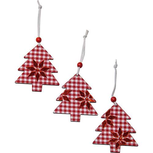 Tamanhos, Medidas e Dimensões do produto Enfeite de Árvore Xadrez Vichy 3 Peças - Christmas Traditions