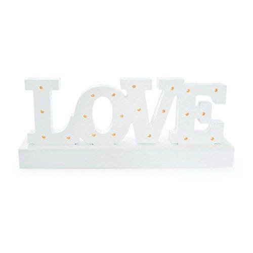 Tamanhos, Medidas e Dimensões do produto Enfeite Escultura Love Hollywood na Base para Branco com 21 Leds - 11 X 29 Cm