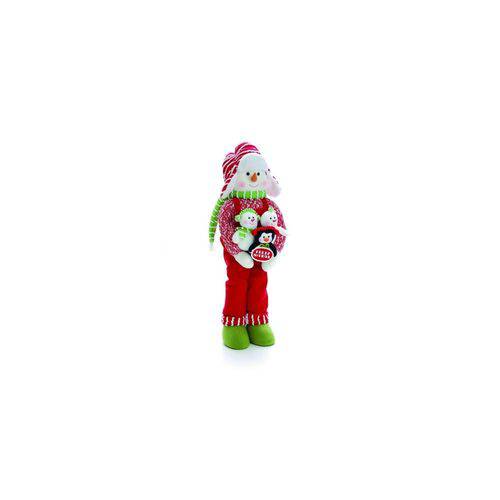 Tamanhos, Medidas e Dimensões do produto Enfeite Orlando Boneco com Bonequinhos Feliz Natal em Pé Vermelho Verde - 75 Cm 75 X 15 Cm