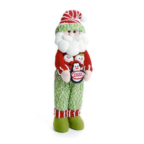 Tamanhos, Medidas e Dimensões do produto Enfeite Orlando Noel com Bonequinhos Feliz Natal em Pé Vermelho Verde 55 Cm 55 X 12 Cm
